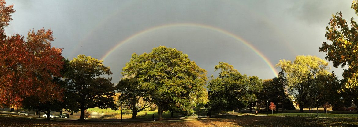 Photo of double rainbow at UConn by Del Siegle